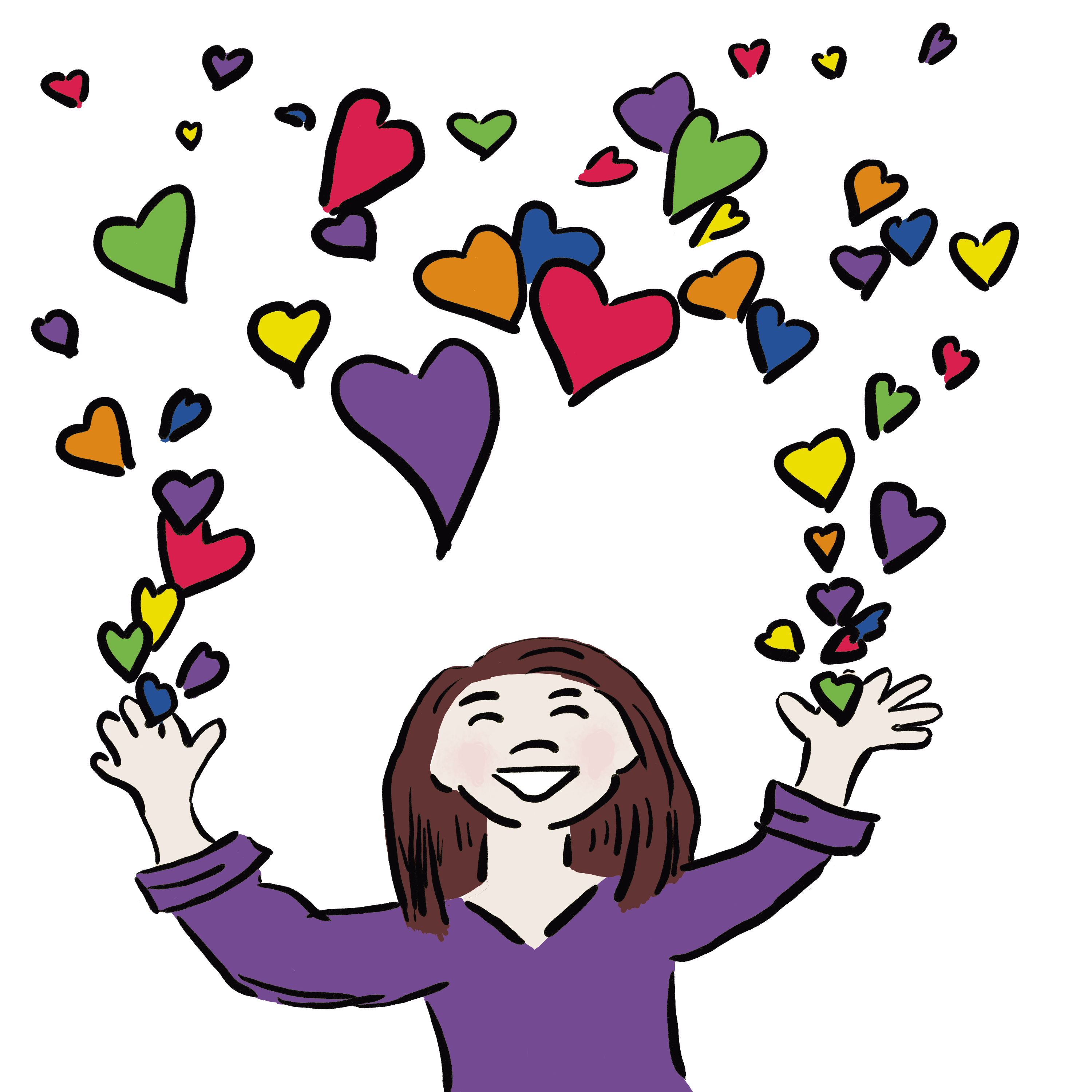 Illustration of Esther Rhatigan spreading love